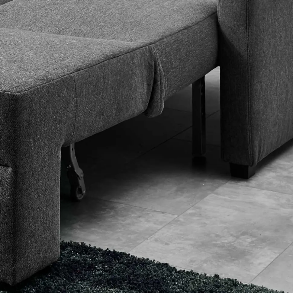 Hochwertiges Ecksofa mit Schlaffunktion in Anthrazit - Renero