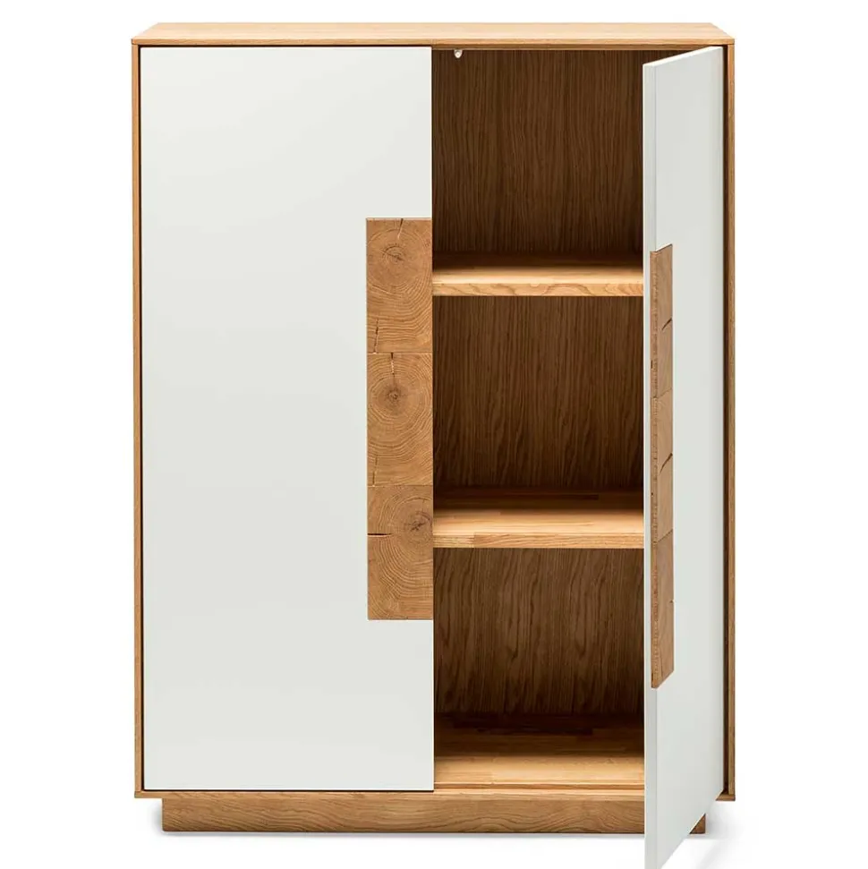 Hochwertiges Highboard in Weiß & Eiche - Smonia