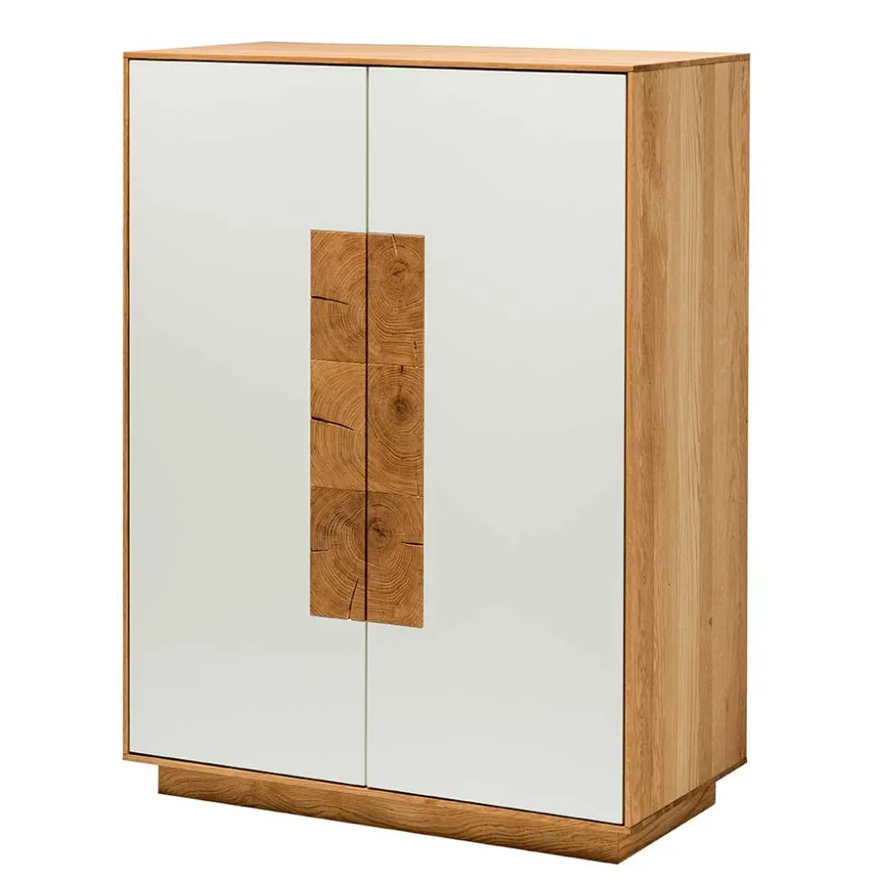 Hochwertiges Highboard in Weiß & Eiche - Smonia