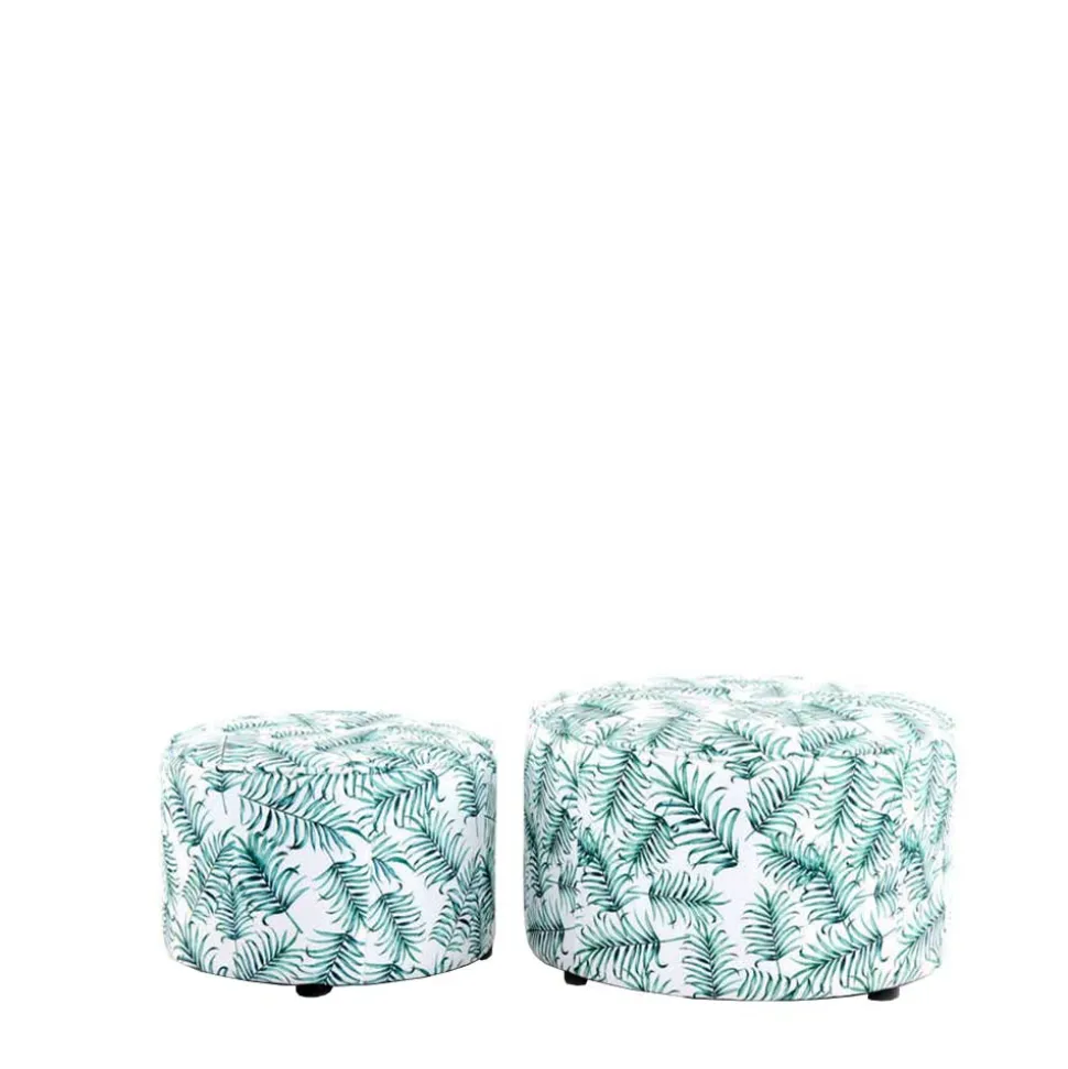 Hocker Duo mit Blatt Muster - Cocktail (zweiteilig)