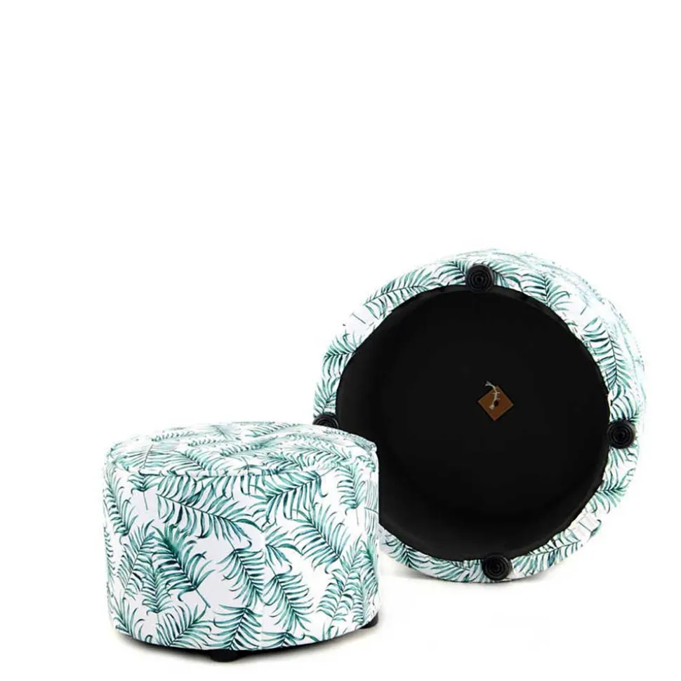 Hocker Duo mit Blatt Muster - Cocktail (zweiteilig)