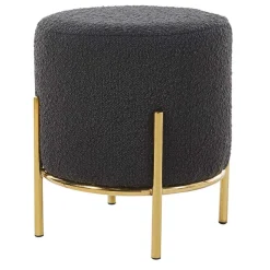 Hocker in Anthrazit Boucle Bezug - Perceval