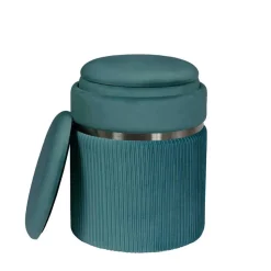 Hocker in Blau Petrol mit Silber - Beanca (zweiteilig)