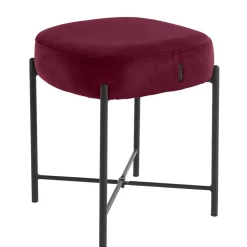 Hocker in Bordeaux Rot Samt - Car
