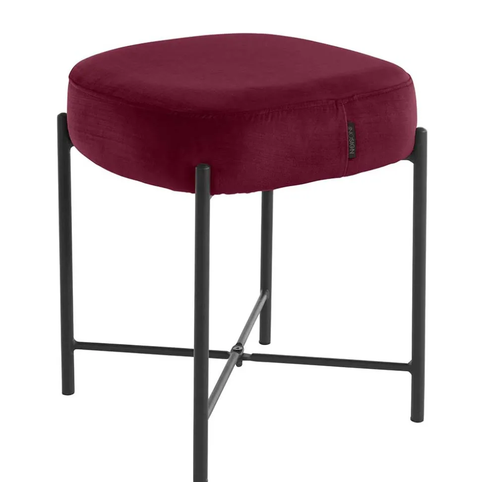 Hocker in Bordeaux Rot Samt - Car