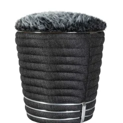 Hocker in Dunkelgrau und Anthrazit und Silber - Apollo