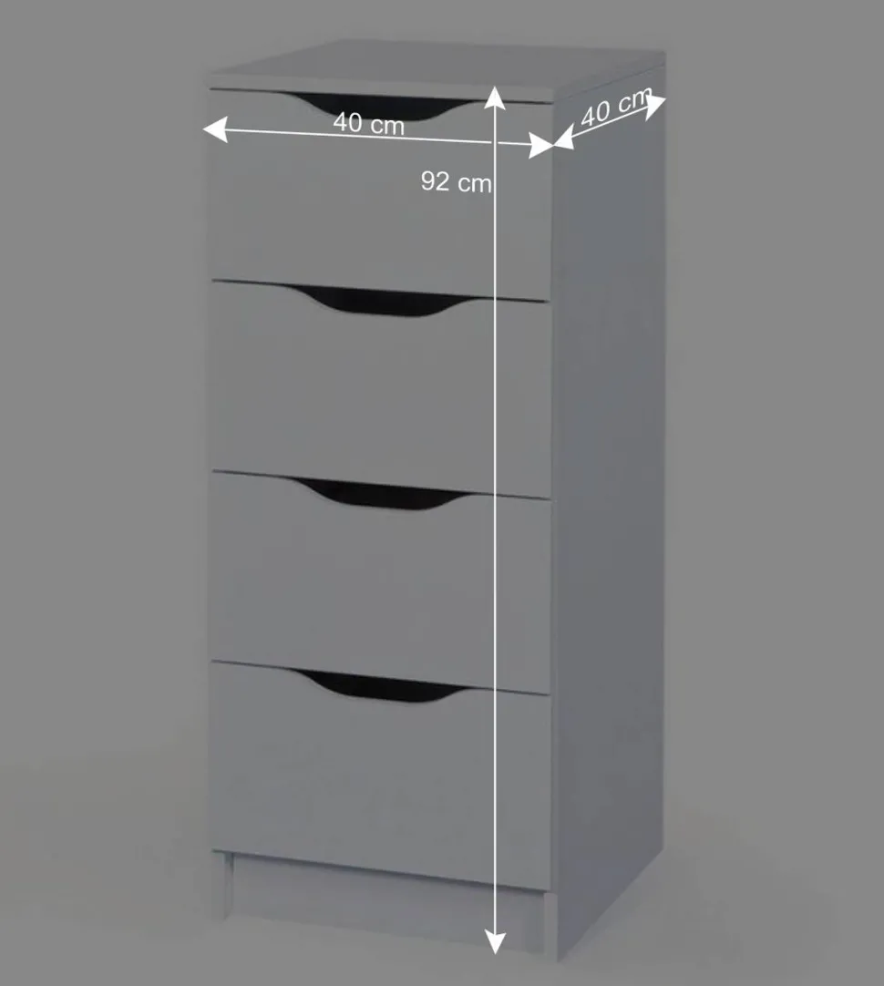 Hohe Kommode Danjala in Weiß