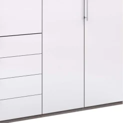Hoher Kleiderschrank in Weiß Glas & Eiche Dunkel - Empresian