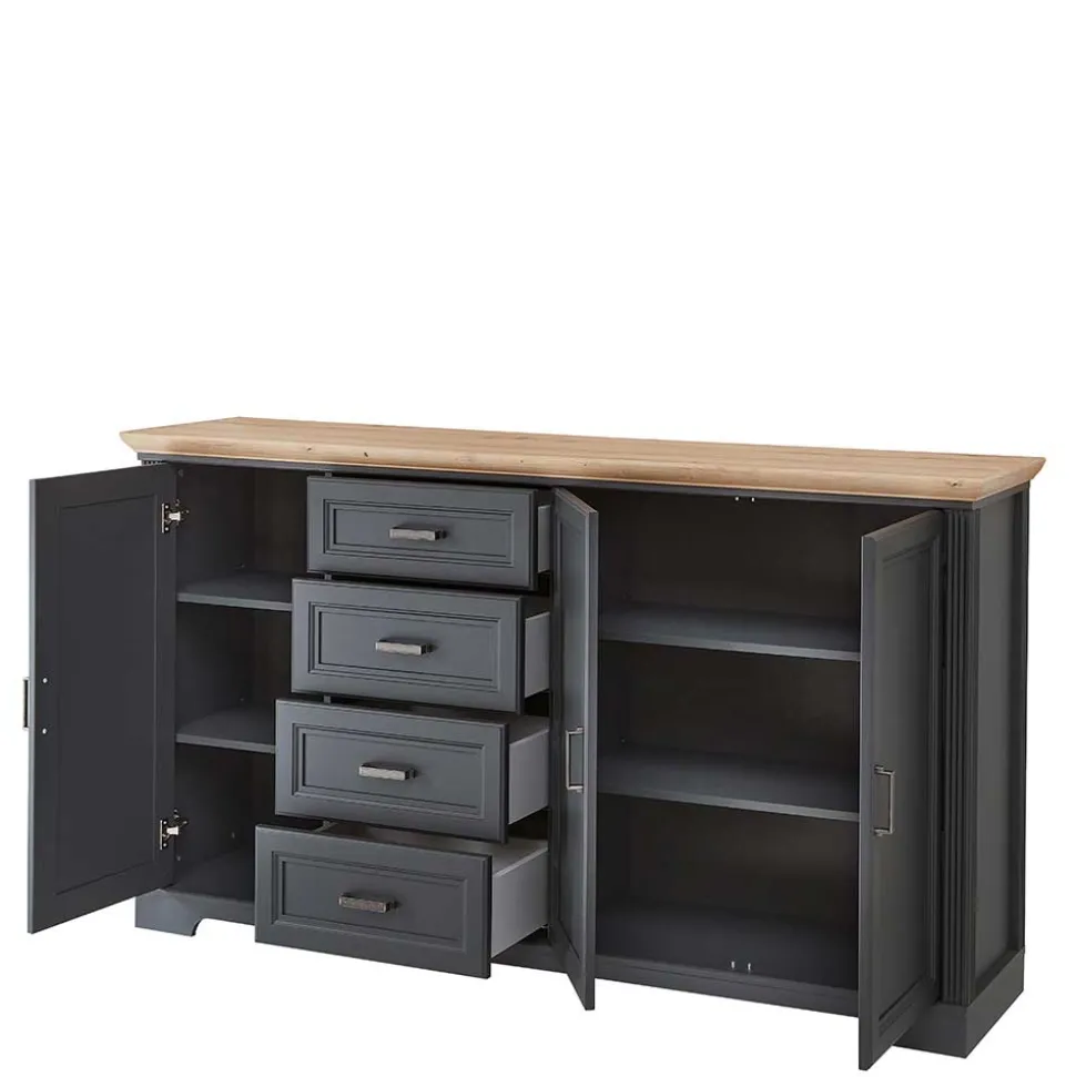 Hohes Sideboard in Dunkelgrau & Eiche - Joe