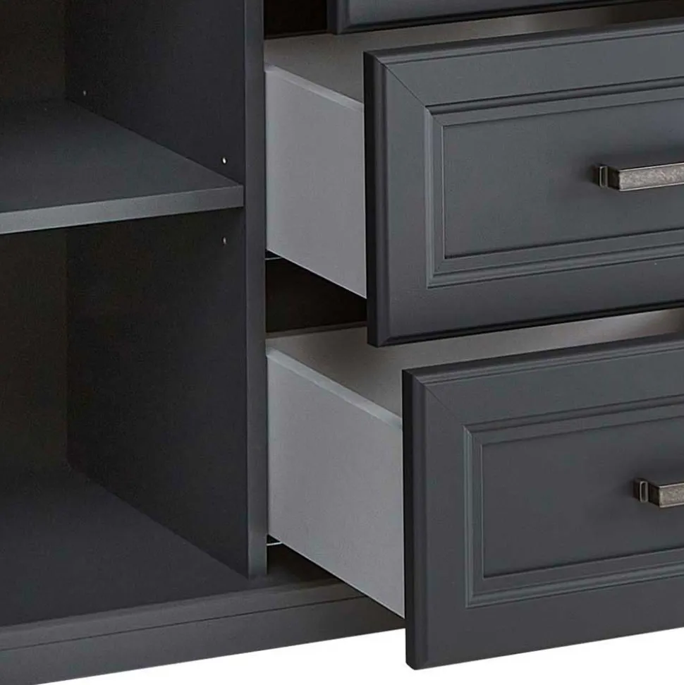 Hohes Sideboard in Dunkelgrau & Eiche - Joe