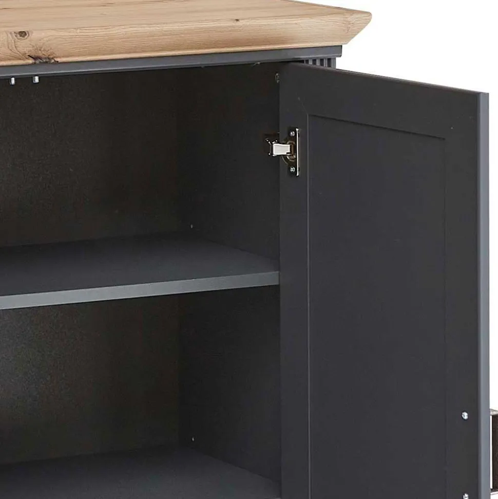 Hohes Sideboard in Dunkelgrau & Eiche - Joe