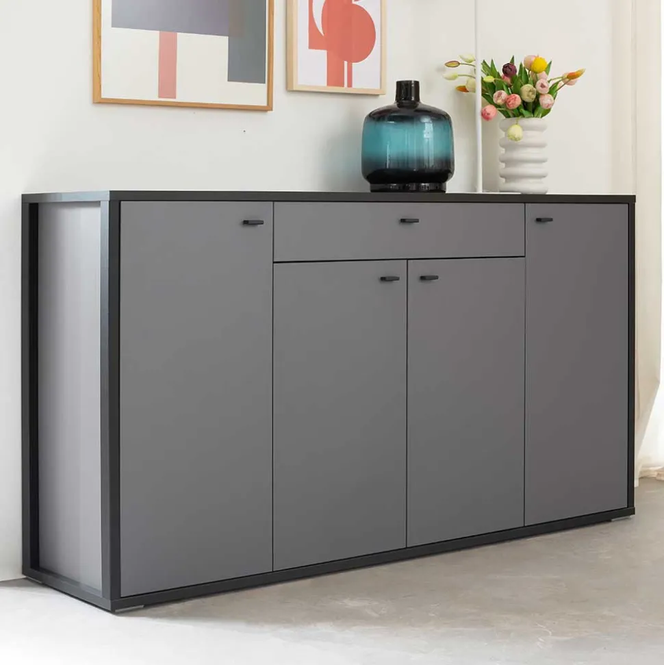Hohes Sideboard in Grau & Anthrazit - Ridona