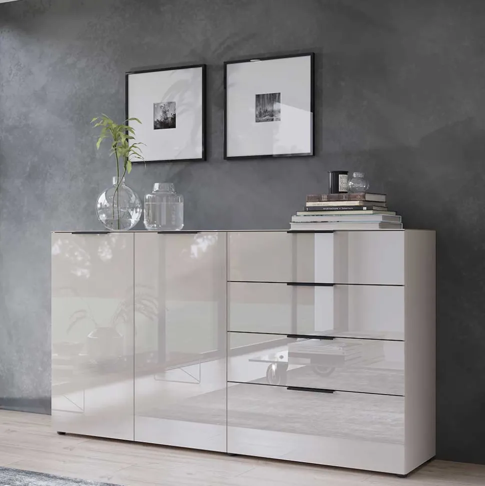Hohes Sideboard in Hellgrau - Aquara
