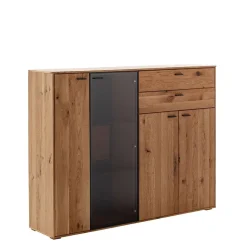 Hohes Sideboard mit Glaseinsatz und LED - Drinidad