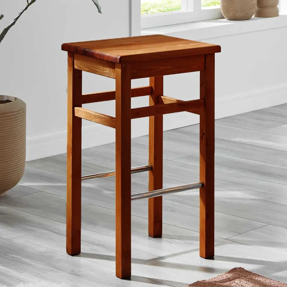 Holz Barhocker aus Kiefer in Bernstein - Zytras