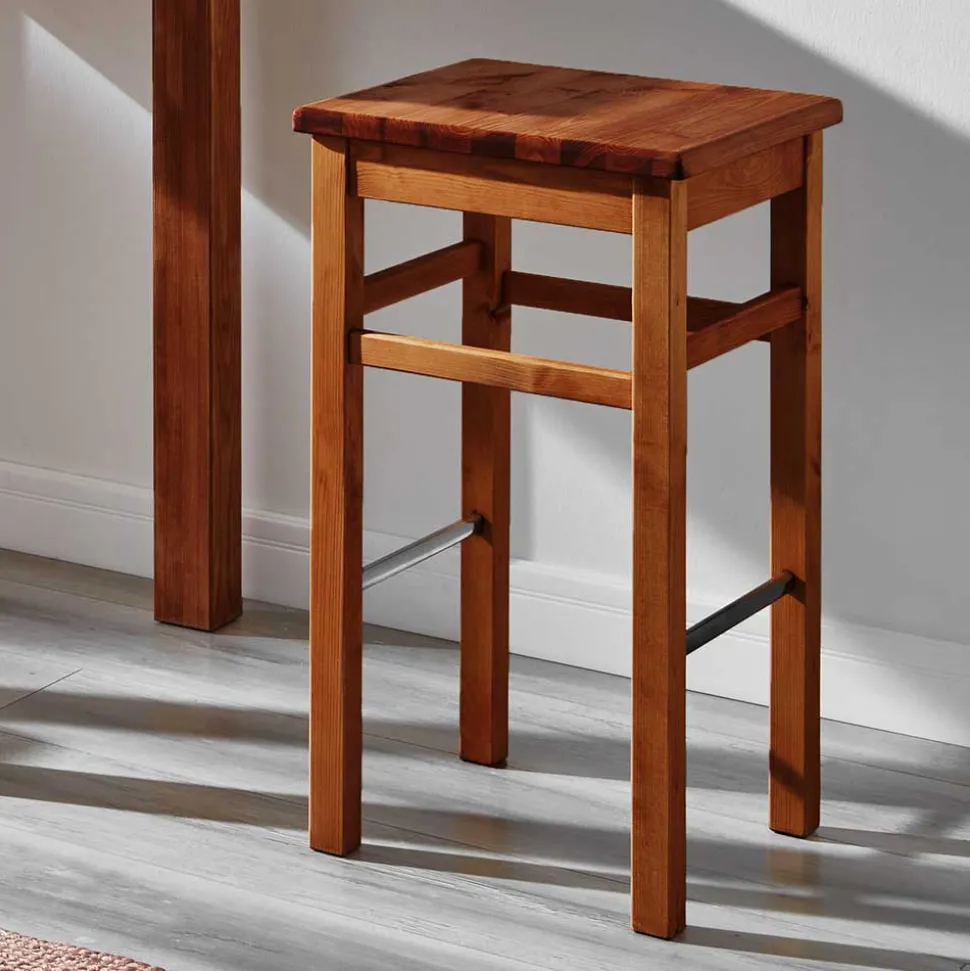 Holz Barhocker aus Kiefer in Bernstein - Zytras