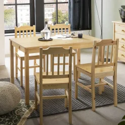 Holz Essgruppe mit vier Sitzplätzen - Sortho (fünfteilig)