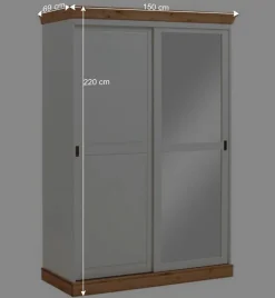 Holz Schrank mit Schiebetüren & Spiegel - Sibiuta
