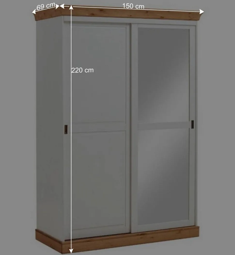 Holz Schrank mit Schiebetüren & Spiegel - Sibiuta