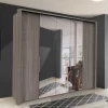Holzoptik Kleiderschrank mit Spiegel - Crenba