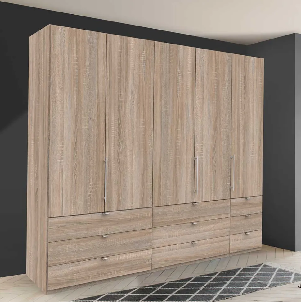 Holzoptik Kombi-Kleiderschrank in Eiche Sägerau - Zayun