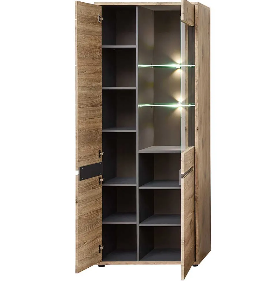 Holzoptik TV Anbauwand Set - Zelio (dreiteilig)