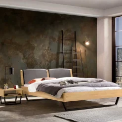 Industrial Bett aus heller Eiche - Ezianas
