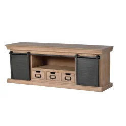 Industrial Chic TV Kommode mit Schiebetüren - Jantonia