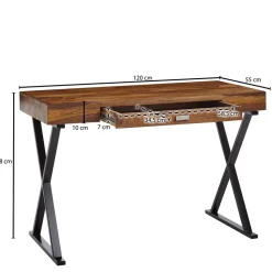 Industrial Design Schreibtisch aus Sheesham Holz - Apolon