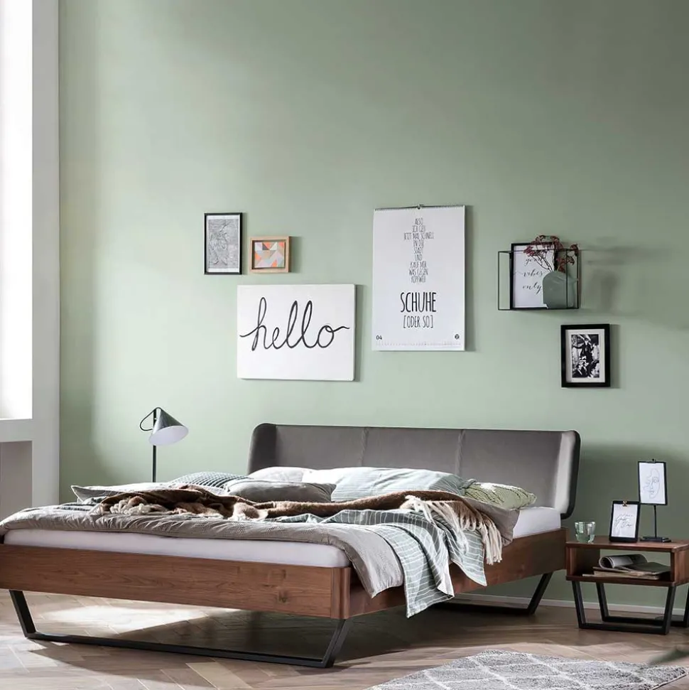 Industrial Doppelbett in Nussbaum Braun - Lavrin
