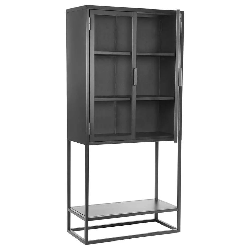 Industrial Metallvitrine in Schwarz lackiert - Endja