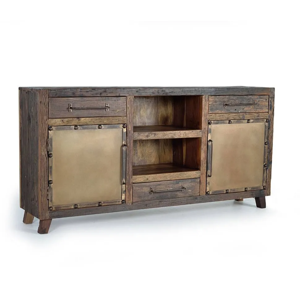 Industrial Sideboard aus Altholz und Metall - Stock