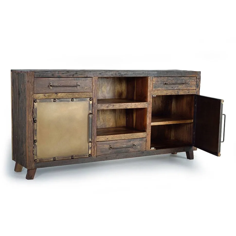 Industrial Sideboard aus Altholz und Metall - Stock