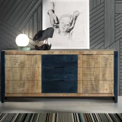 Industrial Sideboard aus Mangoholz mit Metall - Lakumara