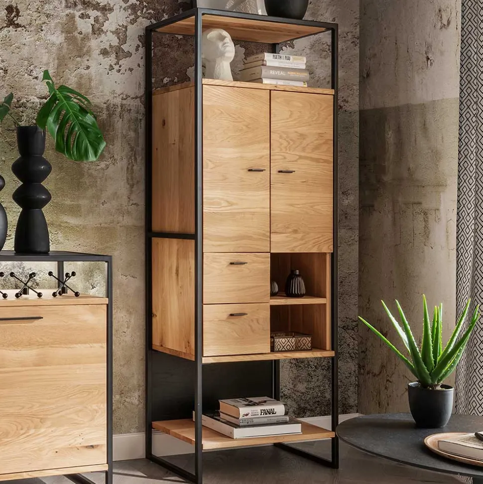Industrial Wohnzimmerschrank aus Wildeiche Massivholz - Manarola