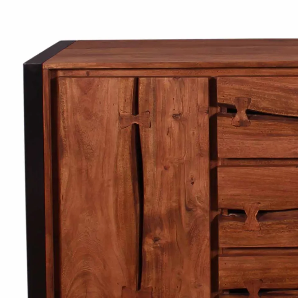 Industry Sideboard aus Akazie Cognac Smantana & Metall Schwarz