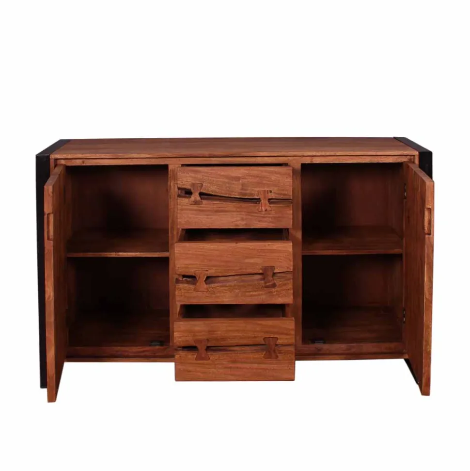 Industry Sideboard aus Akazie Cognac Smantana & Metall Schwarz