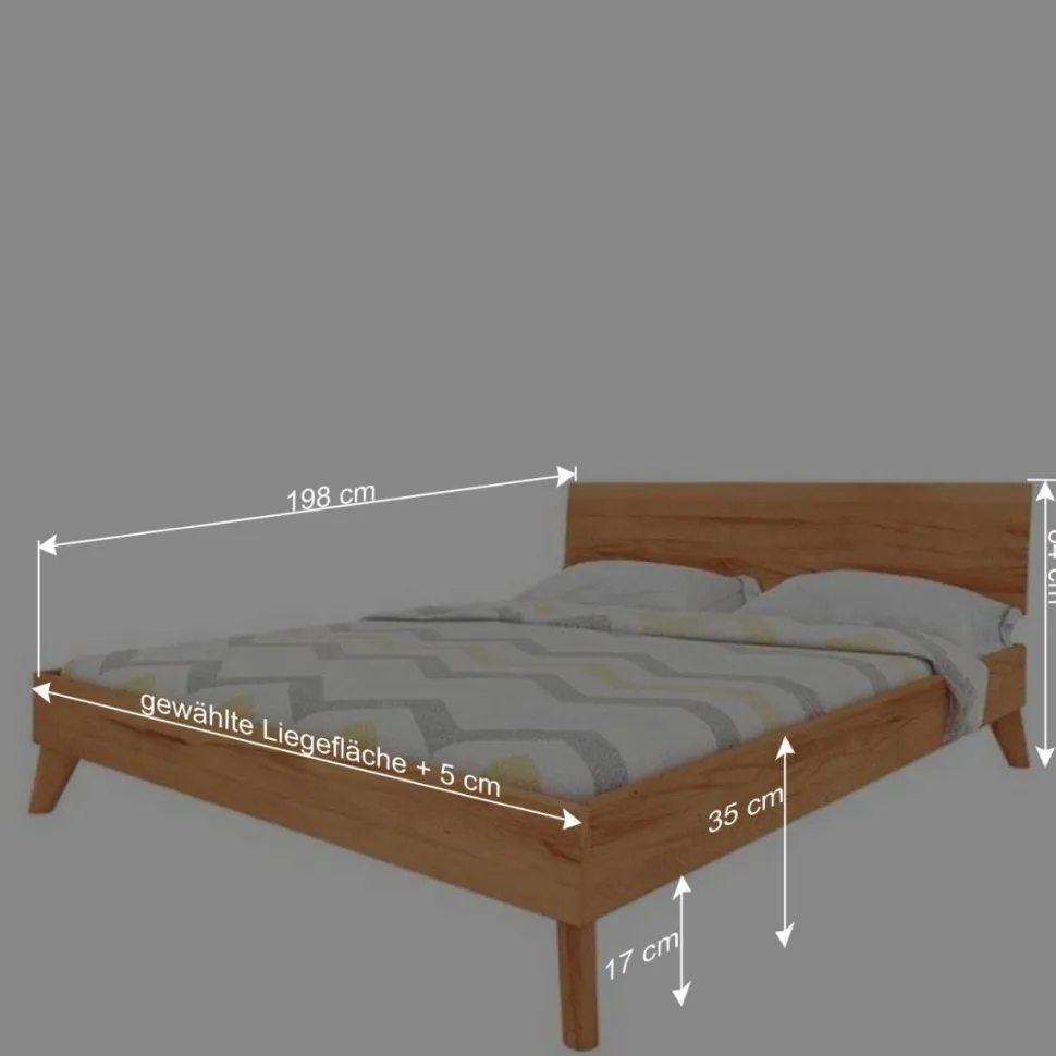 Kernbuche Bett in Unterlänge 190 cm - Junola