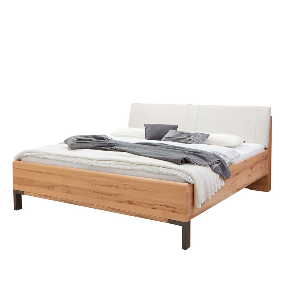 Kernbuche Designbett mit Kunstleder Kopfteil - Krofun