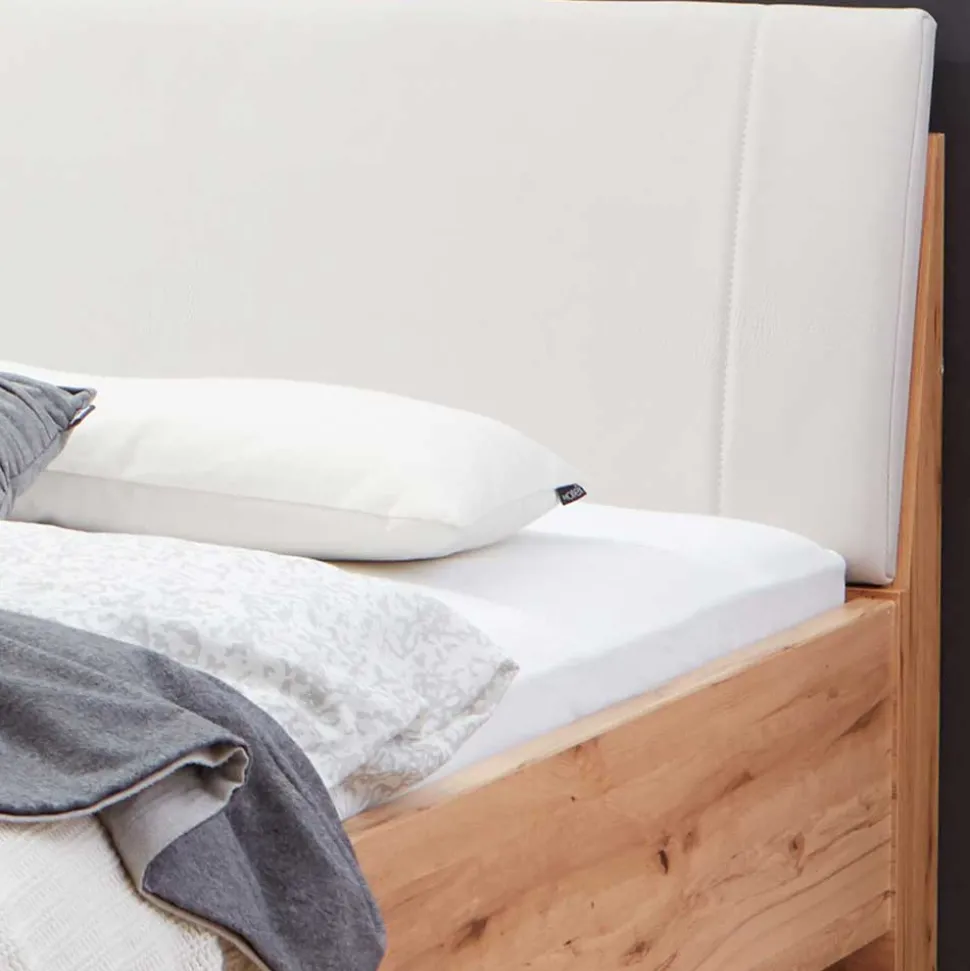 Kernbuche Designbett mit Kunstleder Kopfteil - Krofun