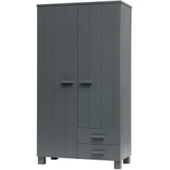 Kiefernholz Kleiderschrank in Grau dunkel - Isnos I