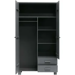 Kiefernholz Kleiderschrank in Grau dunkel - Isnos I