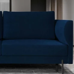 Klappcouch in Dunkelblau Samt - Saturn