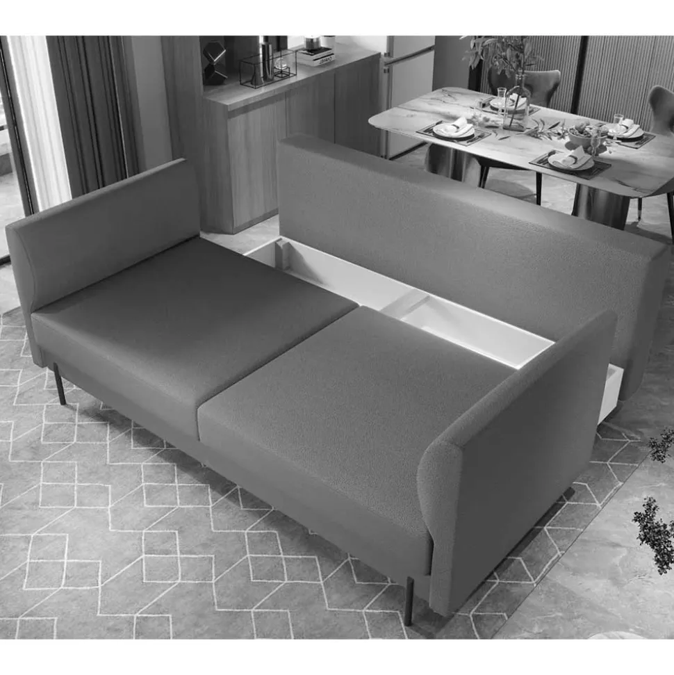 Klappcouch in Dunkelblau Samt - Saturn