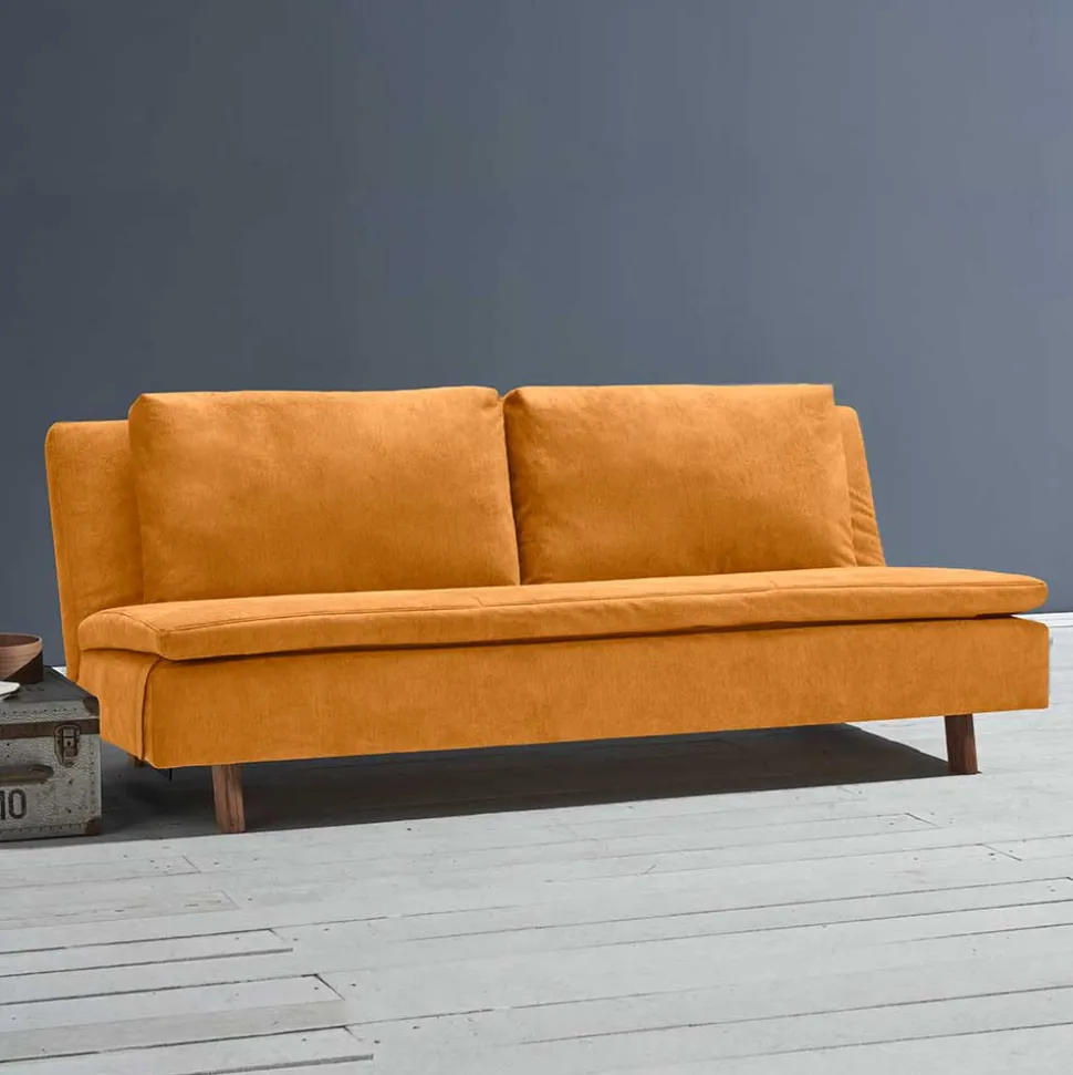 Klappcouch in Ocker mit Eiche - Lyra