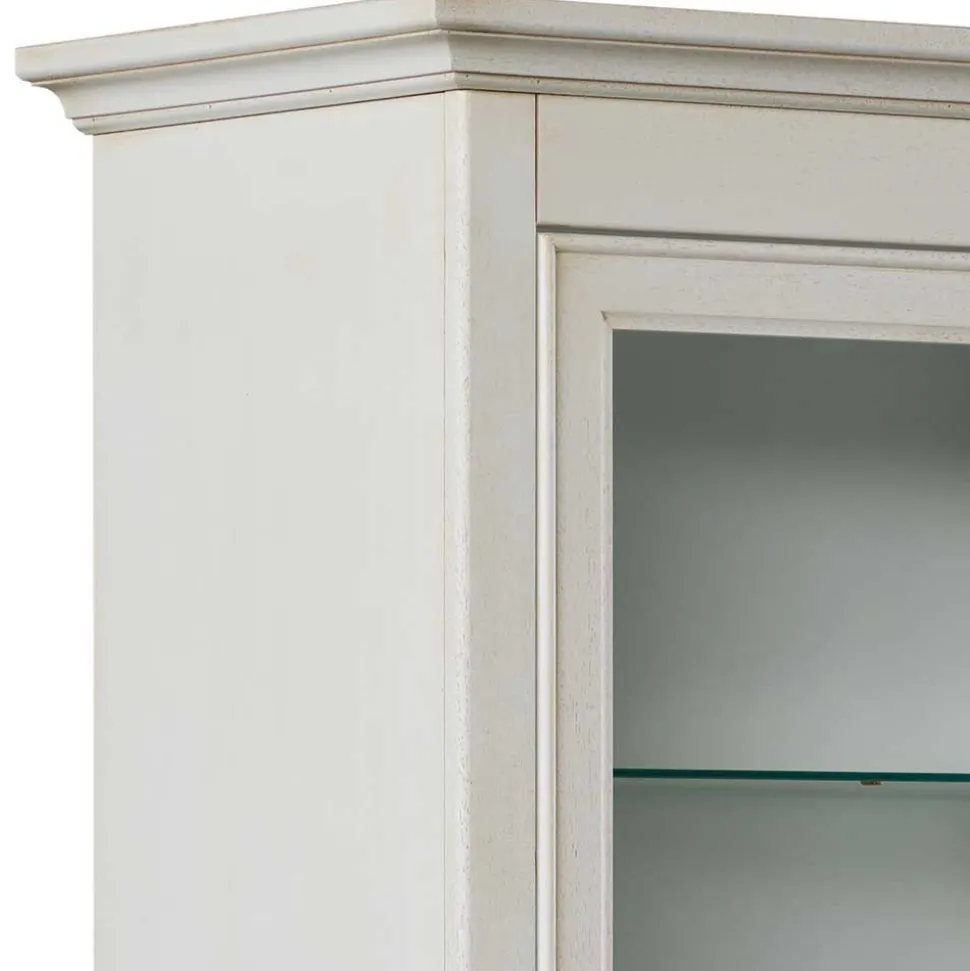 Klassische Vitrine in Antikweiß mit LED Licht - Annot
