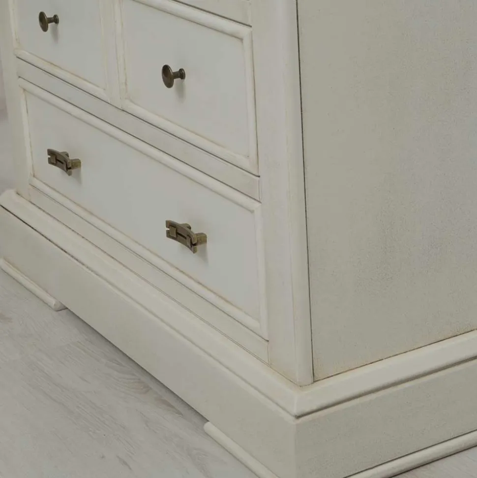 Klassische Vitrine in Antikweiß mit LED Licht - Annot