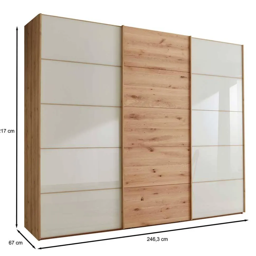 Kleiderschrank 250 cm breit mit zwei Höhen - Nikoba