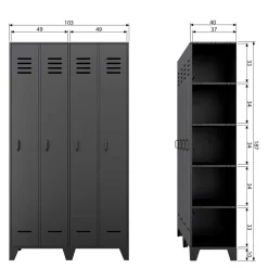Kleiderschrank in Spind Optik aus Holz und Holzwerkstoff - Tivegos