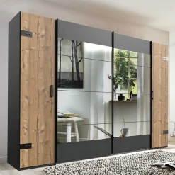 Kleiderschrank in Tanne Dekor & Grau - Ardila